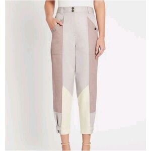 Rebecca Taylor Two-Tone Pants in Cream and Tan